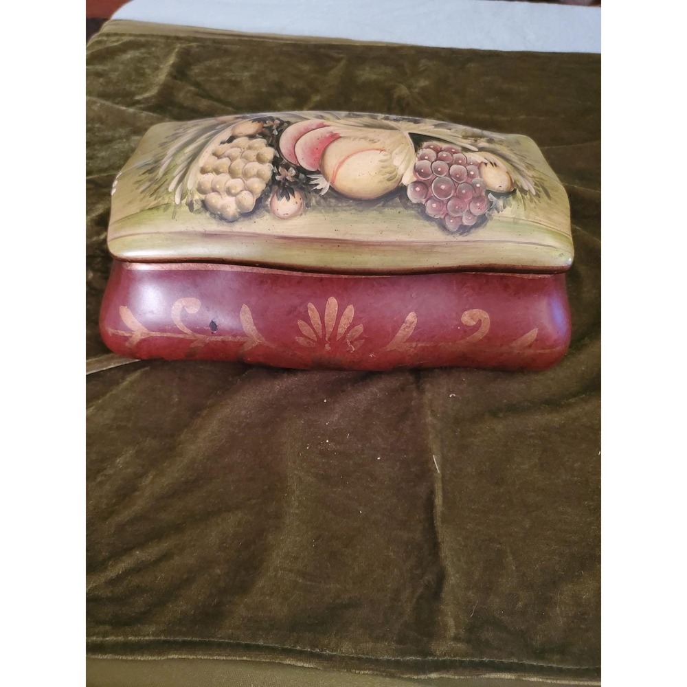 Raymond Waites Studio Trinket Box Decorative Handpainted Fruit Design Storage